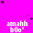 A bright pink background with scattered black and purple stars, featuring repeated white text 'amahh b0o*' in a pattern