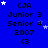 Blue background with repeated text blocks showing 'CJA', 'Junior 3', 'Senior 4', '2007', and '<3' surrounded by white stars.