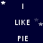Dark blue background with white text 'LIKE' and 'PIE' arranged in a , surrounded by small stars of varying sizes and brightness