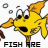 Yellow cartoon fish with large eyes and orange fins, surrounded by bubbles, with text reading FISH ARE FRIENDS HOT FOOD PETA2.COM