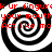 Four identical black-and-white spiral patterns arranged in a with red text overlaid on each quadrant