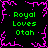 Pixelated icon with green text 'Royal Loves Oth' repeated four times around a central pink starburst on black background.