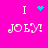 A bright pink background displays four identical pixelated text blocks reading "JOBY!" with a white 'I' and cyan heart or star symbol above each, arranged in two of two