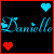 Two side-by-side pixel art display the name 'Danielle' with heart symbols, one in blue tones and the other in red tones