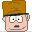 Pixelated cartoon head with brown hair, black glasses, and peach skin showing two expressions: one with wide eyes and open mouth, the other with closed eyes and a neutral mouth.