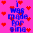 Pixelated blue text on pink background with red heart symbols, repeating 'I was made for gina' in vertical alignment.