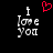 Pixelated text 'i love you' with a red heart symbol above, displayed in two identical side-by-side arrangements on black background.