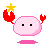Four pixelated characters with red claw-like appendages and yellow stars above their heads, each in a distinct color variant.