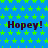 Blue background with green star pattern and repeated dark purple text "Hopey!" in three