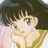 A 48x48 pixel buddy icon featuring a split composition with an anime-style character on the left and stylized text on the right against a black background.