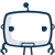 Two pixelated robot icons side-by-side; left has blank face, right shows wide eyes and orange flame on head.