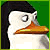 Pixelated penguin character with black head, white body, and orange beak appears in four against green and gray backgrounds with text overlays