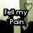 A pixelated image with text fragments 'Fell my Pain', 'Hear my Scream', and 'and watch me Fade' over a background featuring heart outlines.