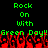 Green pixelated text reads "Rock On With Green Day!" above red pixelated crowd silhouettes on a black background.
