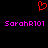 Red pixelated heart symbol above two identical pink text strings on black background.
