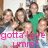 A pixelated group of five people with varied hair colors and clothing poses, overlaid with pink text reading "gotta love umm!" on a light background.