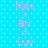 Pixelated text on a blue dotted background reads 'Nate + Bri = Luv' twice in pink letters, with slight variations between two identical frames.