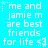 A static image with cyan background displaying repeated white text 'me and jamie m are best friends for life <3' in pixelated font, each instance accompanied by a small star symbol.