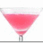 A pink martini glass, two pink game controllers with black buttons, and a closed pink laptop are displayed in separate sections against white backgrounds.