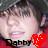 Pixelated static image of a person with light skin tone, dark hair, and a red garment, with the text 'Dabby' in black at the bottom.