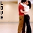 A pixelated static image shows two figures embracing, with vertical black text 'LOVE' on the left side against a light beige background.