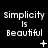 A 3x3 contact sheet of nine animated frames showing the phrase "Simplicity is Beautiful" in white pixelated text on a black background with varying small symbols beneath each frame.