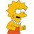 Pixelated yellow-haired character with wide eyes and open mouth, wearing red dress and white collar, standing against white background.