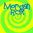 Four identical square display a blue text logo over a yellow-green spiral background with pixelated distortion