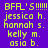 Pixelated text displays 'BFA_'S!!!!!!' followed by four names on a solid background with two color variations.