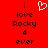 Red background with black text reading 'i love Rocky 4 ever' and a white pixelated heart symbol above the word 'love'.