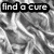 Black-and-white pixelated image with flowing fabric background and three text blocks: 'find a cure', 'for diabetes!', and '(nick [cos]'.