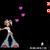 Animated pixel art of a character with light hair and blue jeans performing a dance move, surrounded by floating purple hearts against black background.