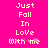 Pixelated text on a bright pink background reads 'Just Fall In Love With me' with two identical copies side-by-side.