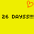 Yellow background with orange pixelated heart above black text reading '26 DAYSS!!! 26 DAYSS!!!' in two identical segments.