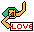 Pixelated character with green hair and orange skin holds a white sign displaying red text that changes across frames.