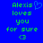 Blue background with green pixelated text reading "Alexis loves you for sure <3" and a blue heart symbol above the text.