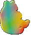 A colorful, gradient-shaped icon with rounded edges rotates through multiple angles against a gray background.
