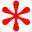 Four pixelated star-shaped icons arranged in a , each with six rounded arms and distinct solid colors: red top-left, blue top-right, yellow bottom-left, gray bottom-right