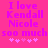 Pixelated text on bright pink background with five small hearts below, showing two identical static frames side-by-side.