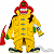 A pixelated fireman icon with a yellow uniform and red helmet holding a hose, next to green text reading "Original Icons .com" on a dark background.
