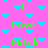 Pixelated green text 'I Love Mitch' repeats over a bright pink background with scattered light blue heart icons.