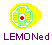 Pixelated lemon-shaped icon with green maze-like pattern and red center, paired with text reading LEMONed on left and LOVE on right.