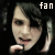 A 50x50 pixel animated contact sheet showing two frames of a My Chemical Romance fan icon with a character's face and "fan" text, displayed side-by-side on a black background.
