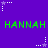Purple background with green text "HANNAH" repeated twice, surrounded by white and purple star-shaped pixel clusters.