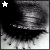 A black-and-white animated eye with a star icon, displaying the word 'Glitz' in varying opacity and position across frames.