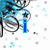Blue text 'i', 'love', and 'you' appears sequentially over a white background with blue and gray floral patterns.