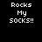 Four display 'Rocks My Socks!!' text with red highlight changes across frames