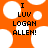 Orange background with white circular shapes and black text reading "I LUV LOGAN ALLEN!" in pixelated font.