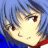 A split-frame buddy icon featuring an anime character on the left and text elements on a black background on the right, with visible pixelation and dithering effects.
