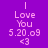 Purple background with white text reading "Love You 5.20.09 <3" and a pink horizontal bar that shifts position across frames.